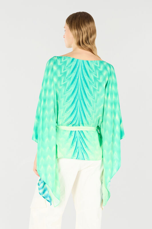 RC Kaftan mit Gürtel und Print Allover Hellgrün UKT725-KWN47