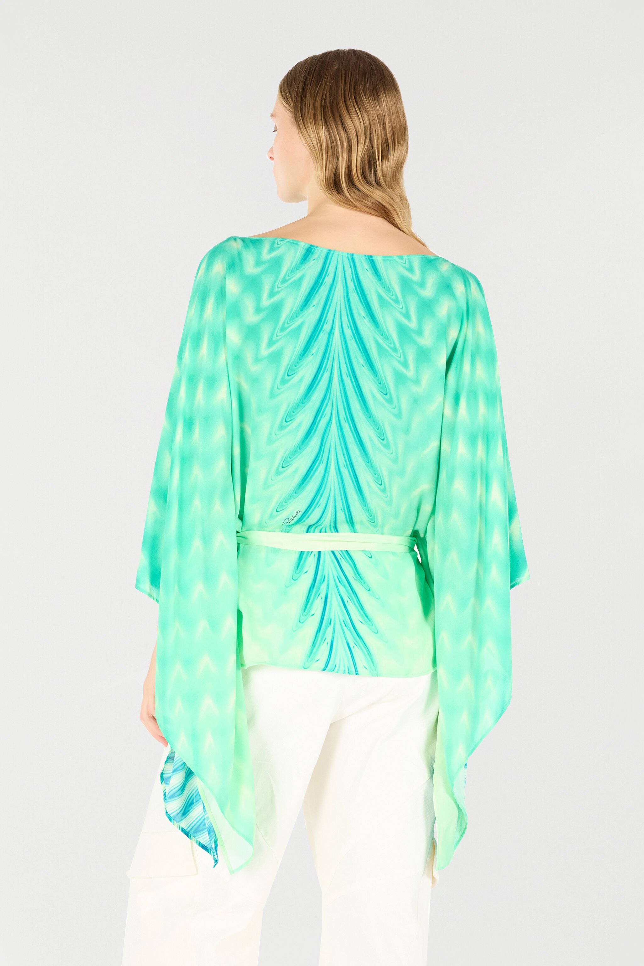 RC Kaftan mit Gürtel und Print Allover Hellgrün UKT725-KWN47