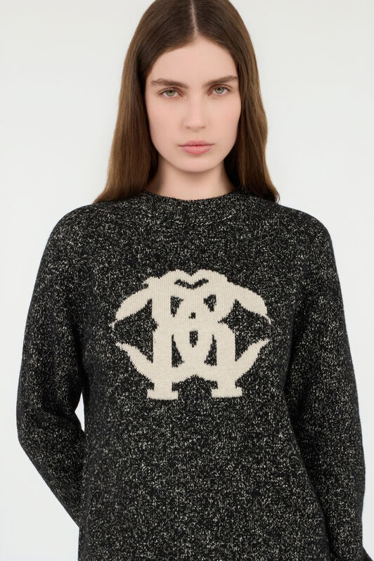 RC Maglione Nero con Intarsio Monogram RC BLACK ROM60E-FEC30