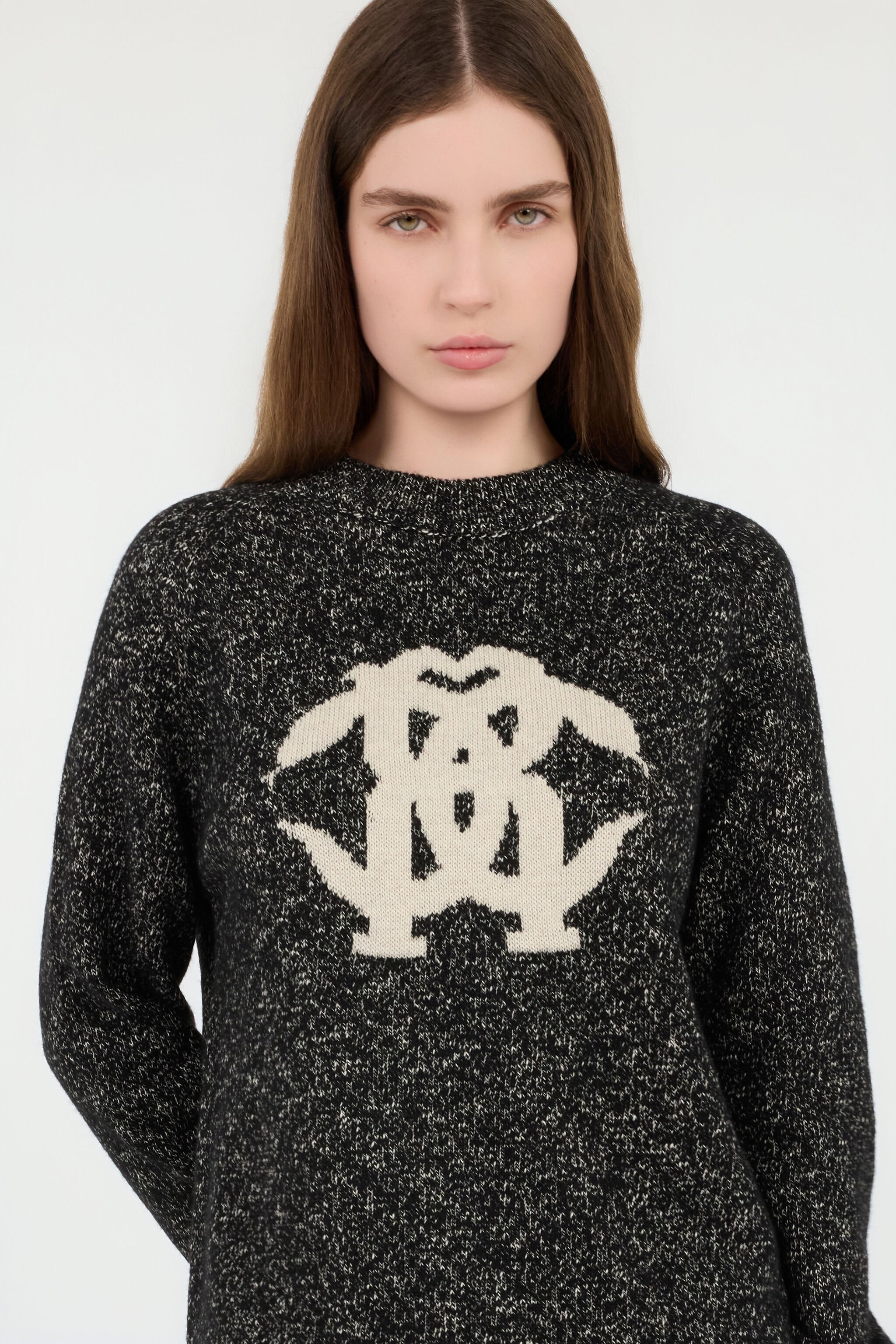 RC Maglione Nero con Intarsio Monogram RC BLACK ROM60E-FEC30