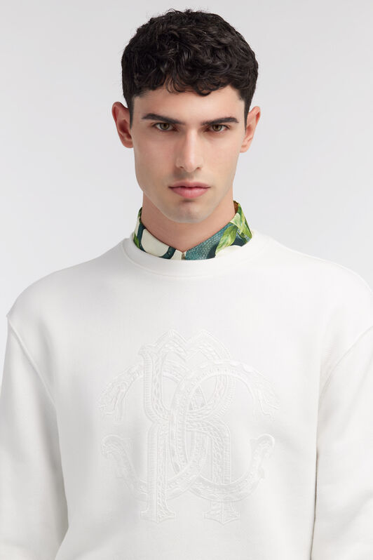 RC White Sweatshirt With Monogram RC Embossed Logo White SRT68C-CF050