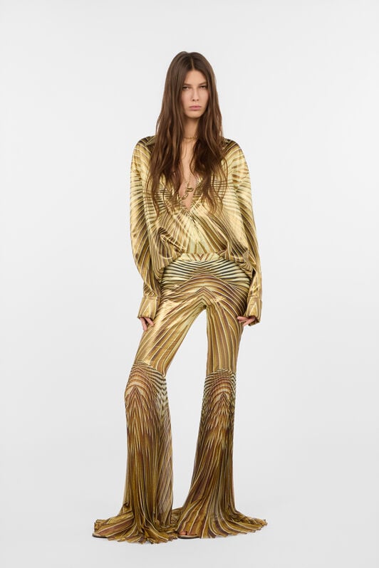 RC Flared Trousers with Ray Of Gold Print RC Flared Trousers with Ray Of Gold Print NATURAL/GOLD WWT200-FXS34