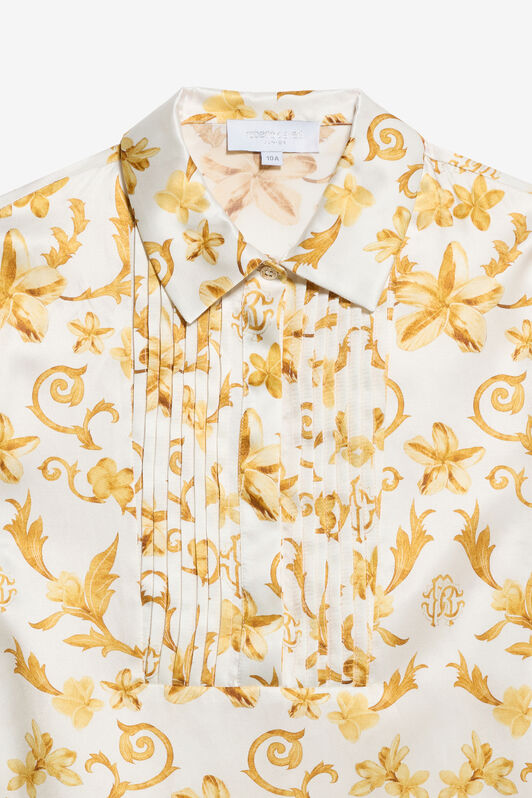 JU Danza Floreale Bordeaux Print Silk Mini Dress WHITE/GOLD TJT10I-SCN37