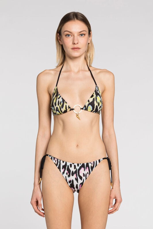 RC Leopard-print teeth-pendant bikini top MULTICOLOR QKW00G-LNF54