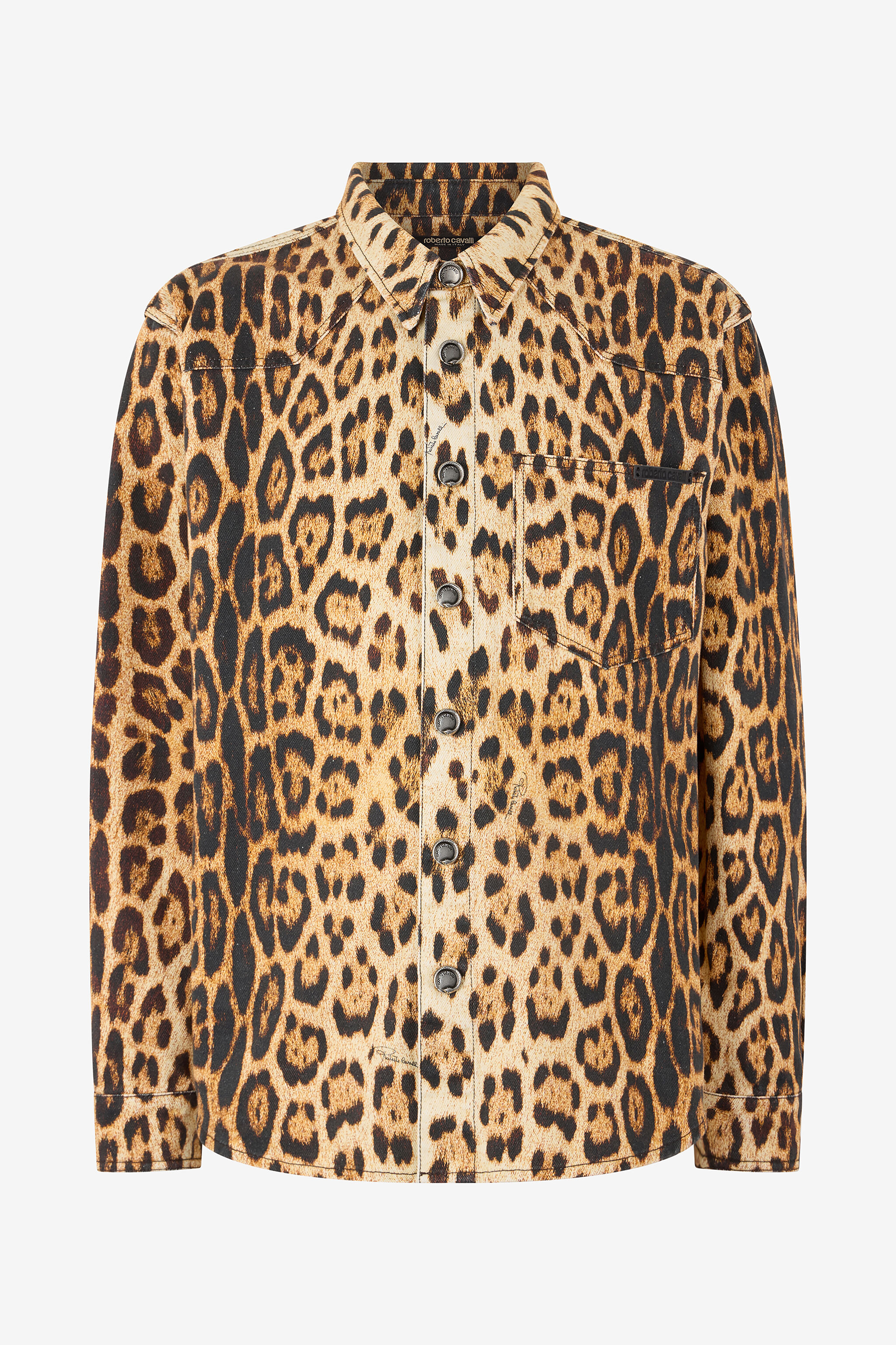 RC Cotton Shirt with Jaguar Skin Print Brown VRJ728-4NP73