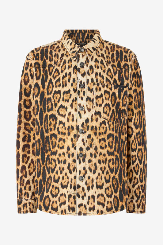 RC Cotton Shirt with Jaguar Skin Print RC Cotton Shirt with Jaguar Skin Print Brown VRJ728-4NP73