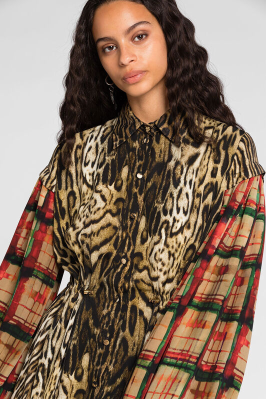 RC Ocelot And Tartan-Print Shirt Dress Light brown PKT103-5LE37