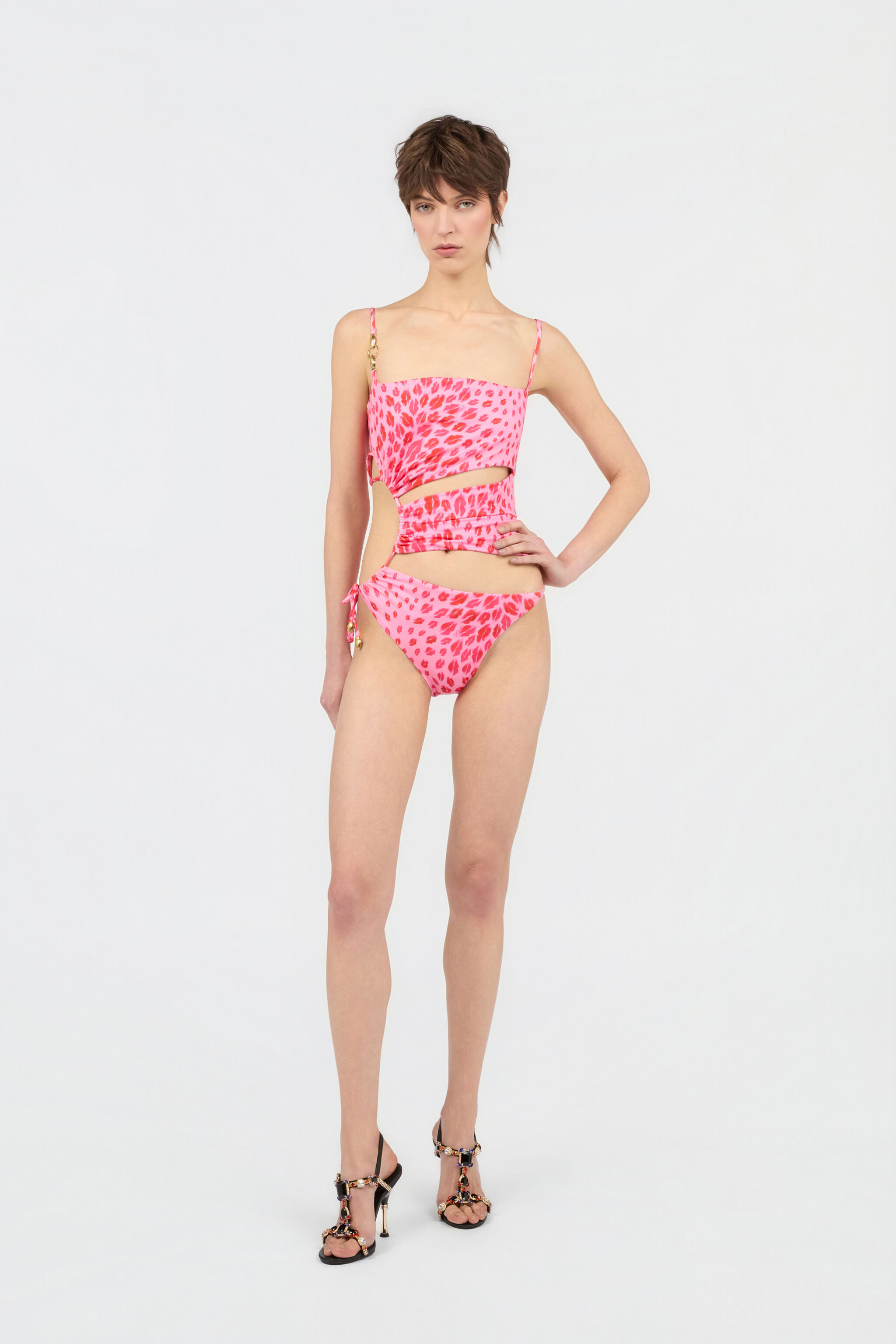 JC Costume Intero Stampa The Jaguar Kiss 433 ROSA + 455 FUXIA WFM039-WF758