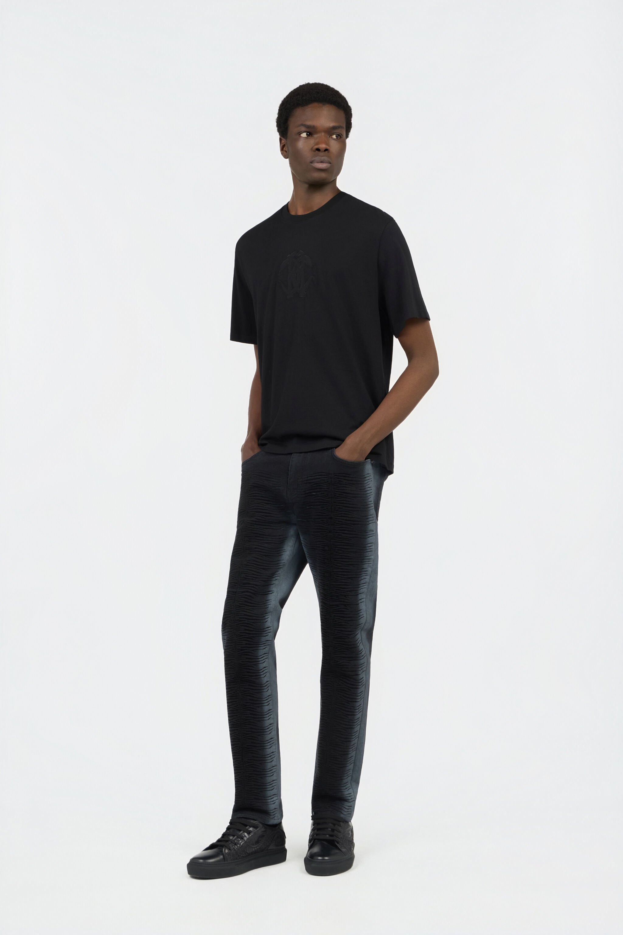 RC Black T-shirt with embroidered logo BLACK SOT60D-JD001