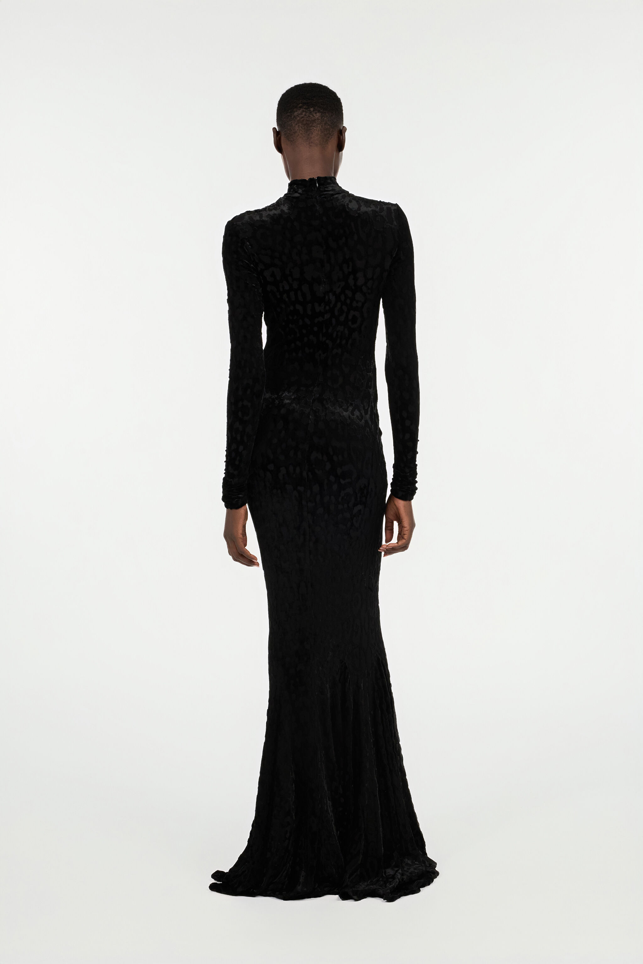 RC Long Black Dress with Jaguar Skin Pattern Schwarz VWT155-CJ003