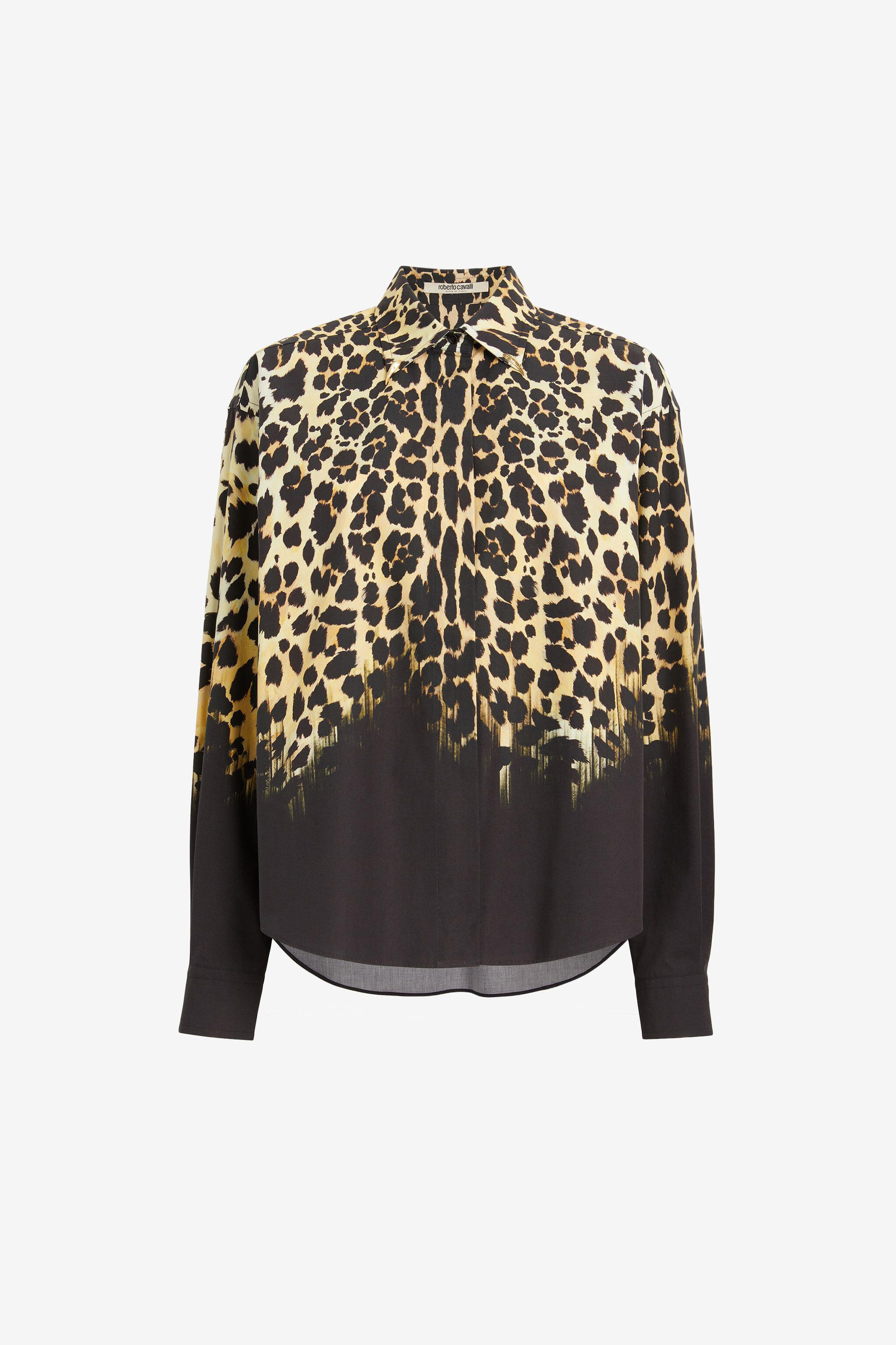 RC Leopard print button-up shirt BLACK/RUM/NUDE NQT701-THB78