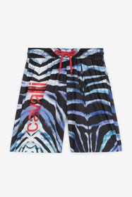 ${brand} Shorts da bagno con logo e stampa Zebra ${colorDescription} ${masterID}