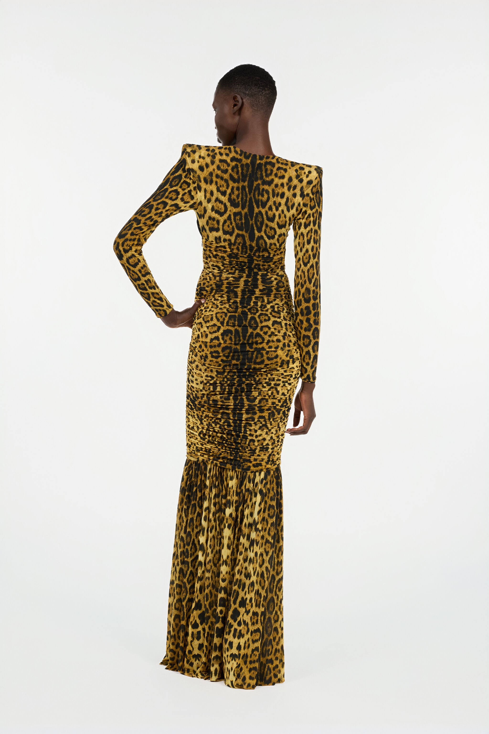 RC Long Dress with Jaguar Skin Print Marron VWT121-NCQ71