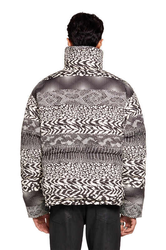 RC Animal print zipped puffer jacket BLACK/IVORY LNT803-9MZ97