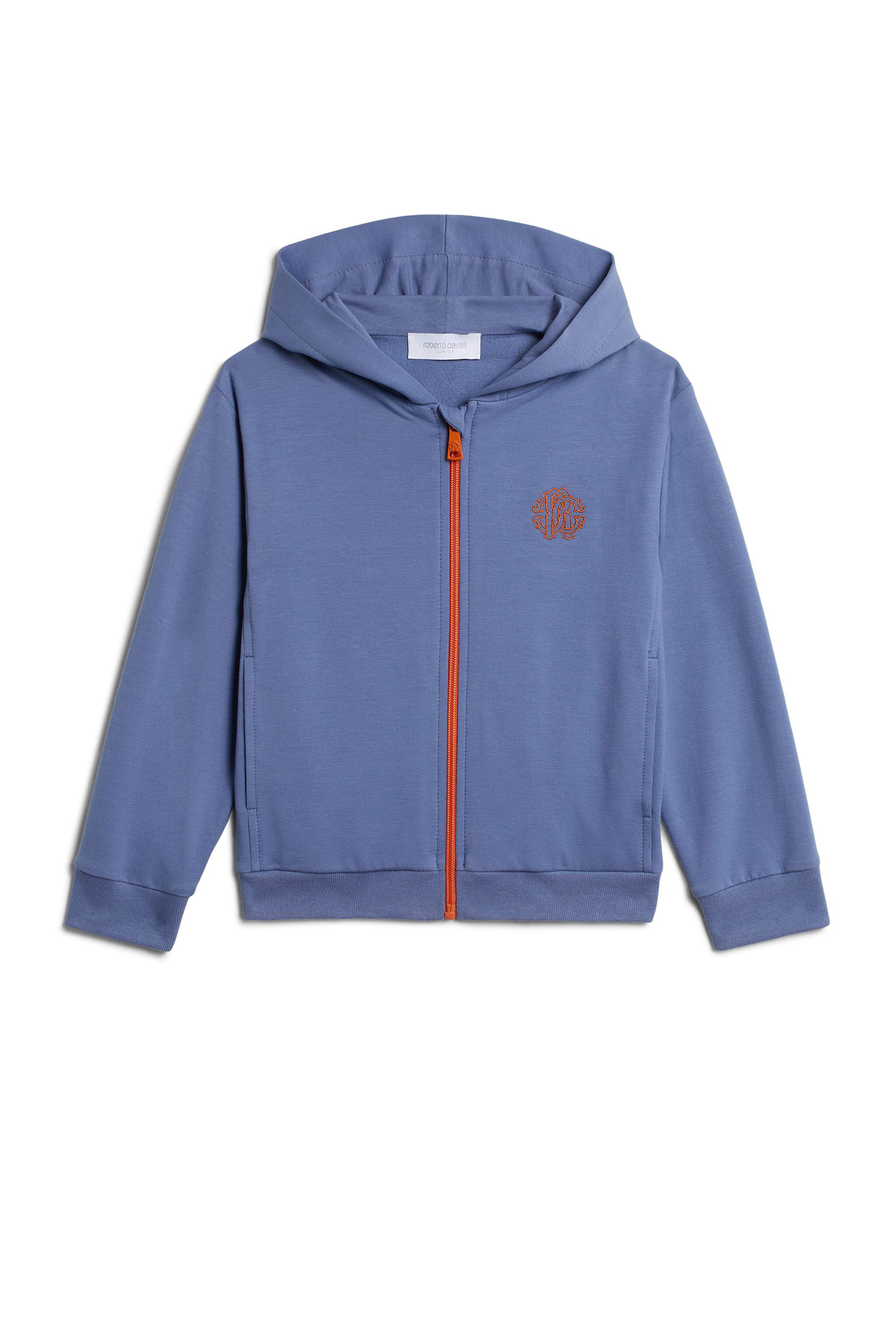 JU Blue zip front hoodie DENIM/ORANGE IJT920-CF042