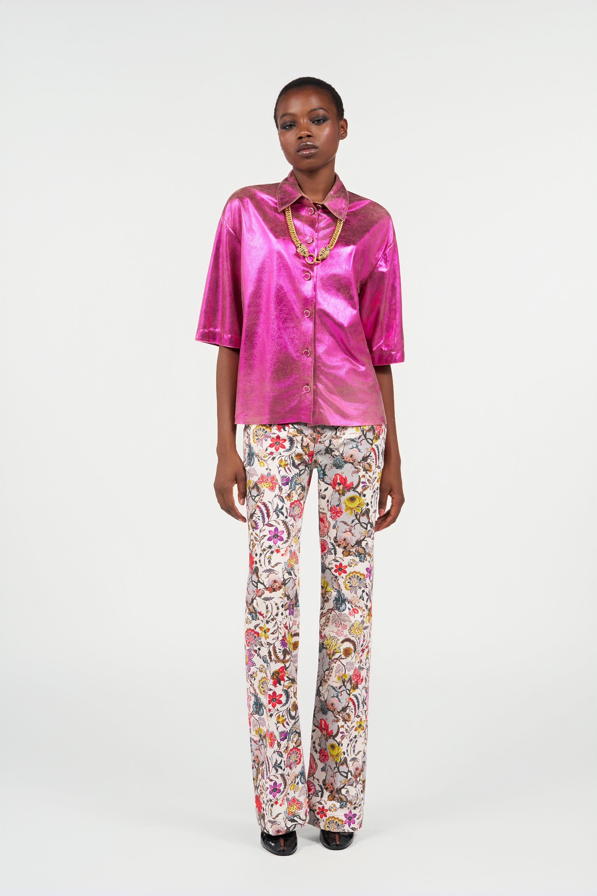 RC Shiny Lurex Shirt SAND/FUCHSIA WQP700-PC004