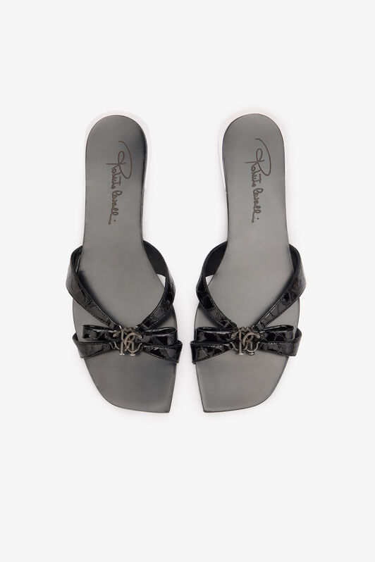 RC Low Sandals With Mirror Snake Monogram Black UKS008-PZV97