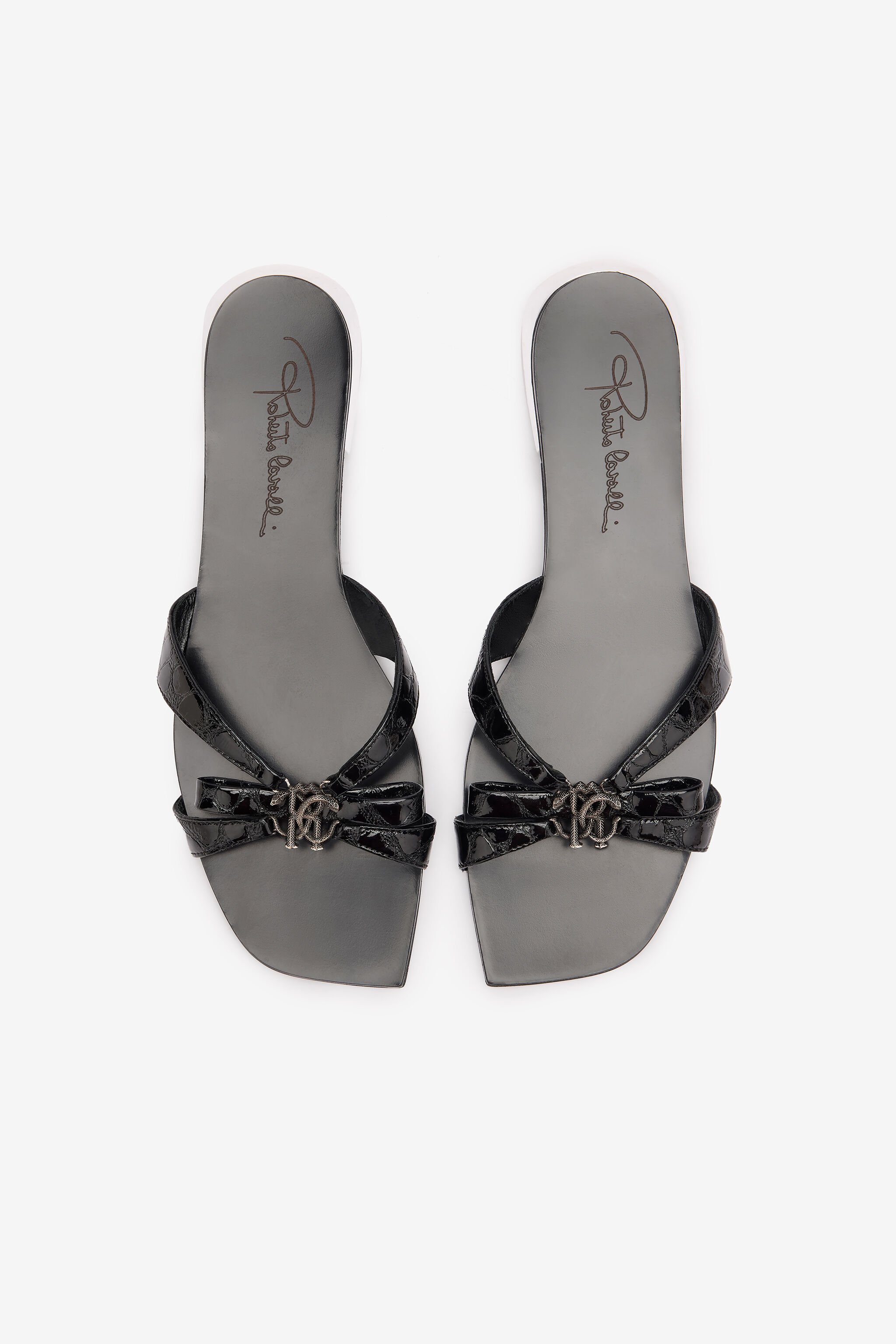 RC Low Sandals With Mirror Snake Monogram Black UKS008-PZV97
