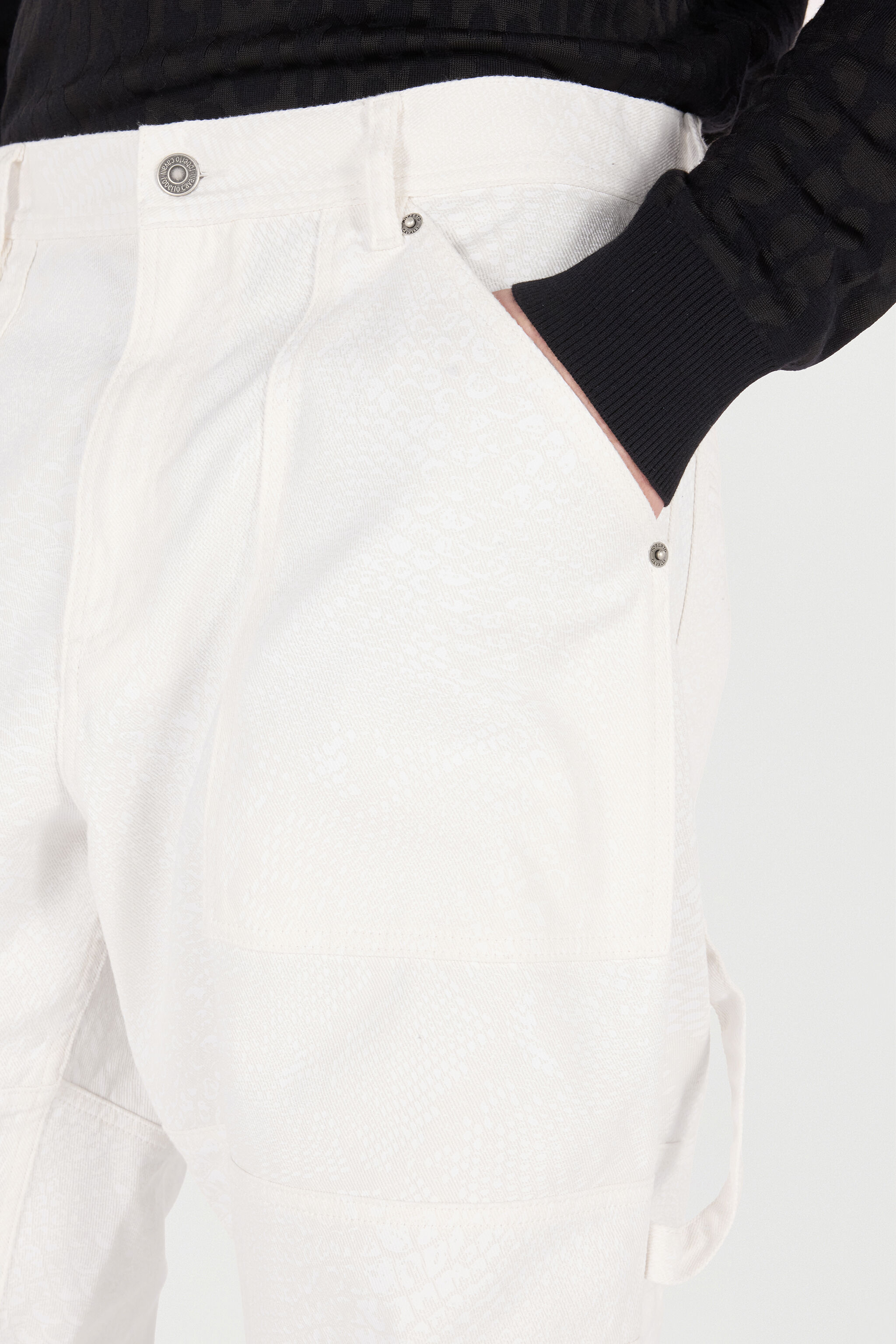 RC Pantalon À Imprimé Python Et Poches Blanc URJ230-4NN53