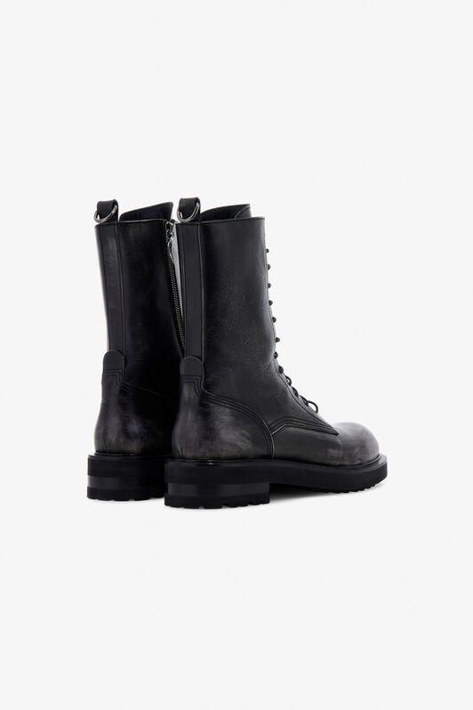 RC Leather Lace-Up Boots Black TRS013-PN195