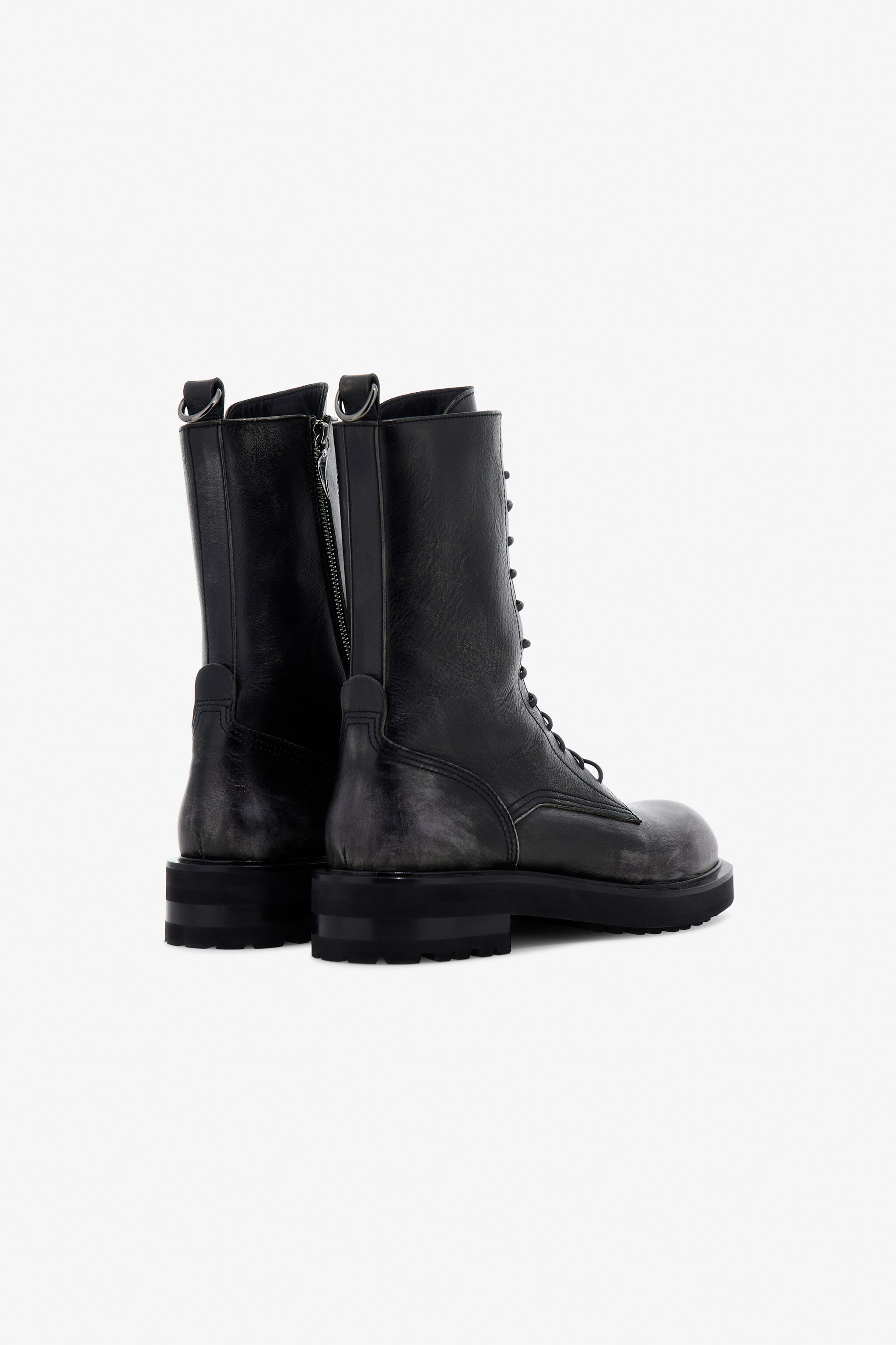 RC Leather Lace-Up Boots Black TRS013-PN195
