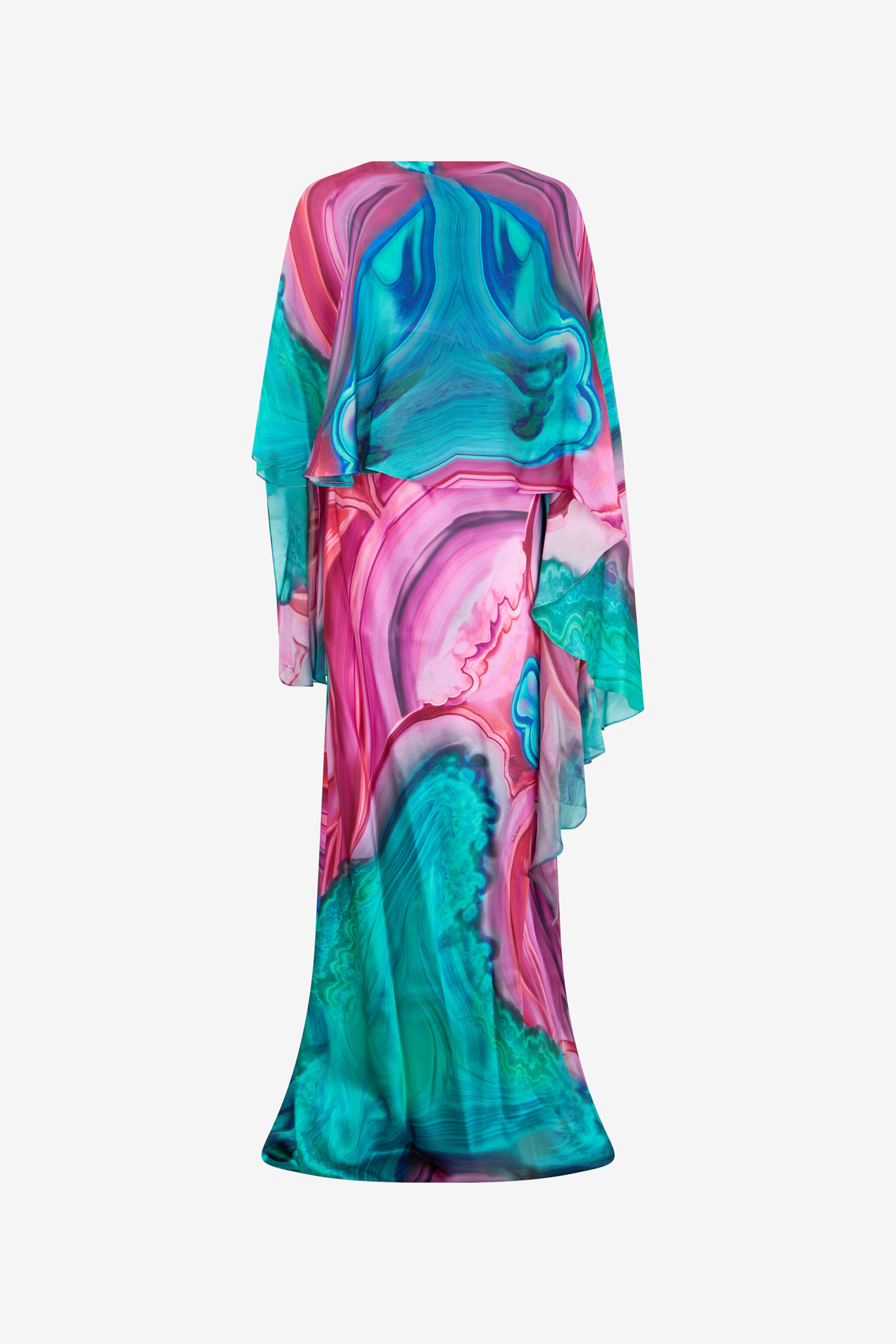 RC Maxikleid aus Seide mit Agata-Print RC Maxikleid aus Seide mit Agata-Print VERDE/ROSA VWT199-TYR79