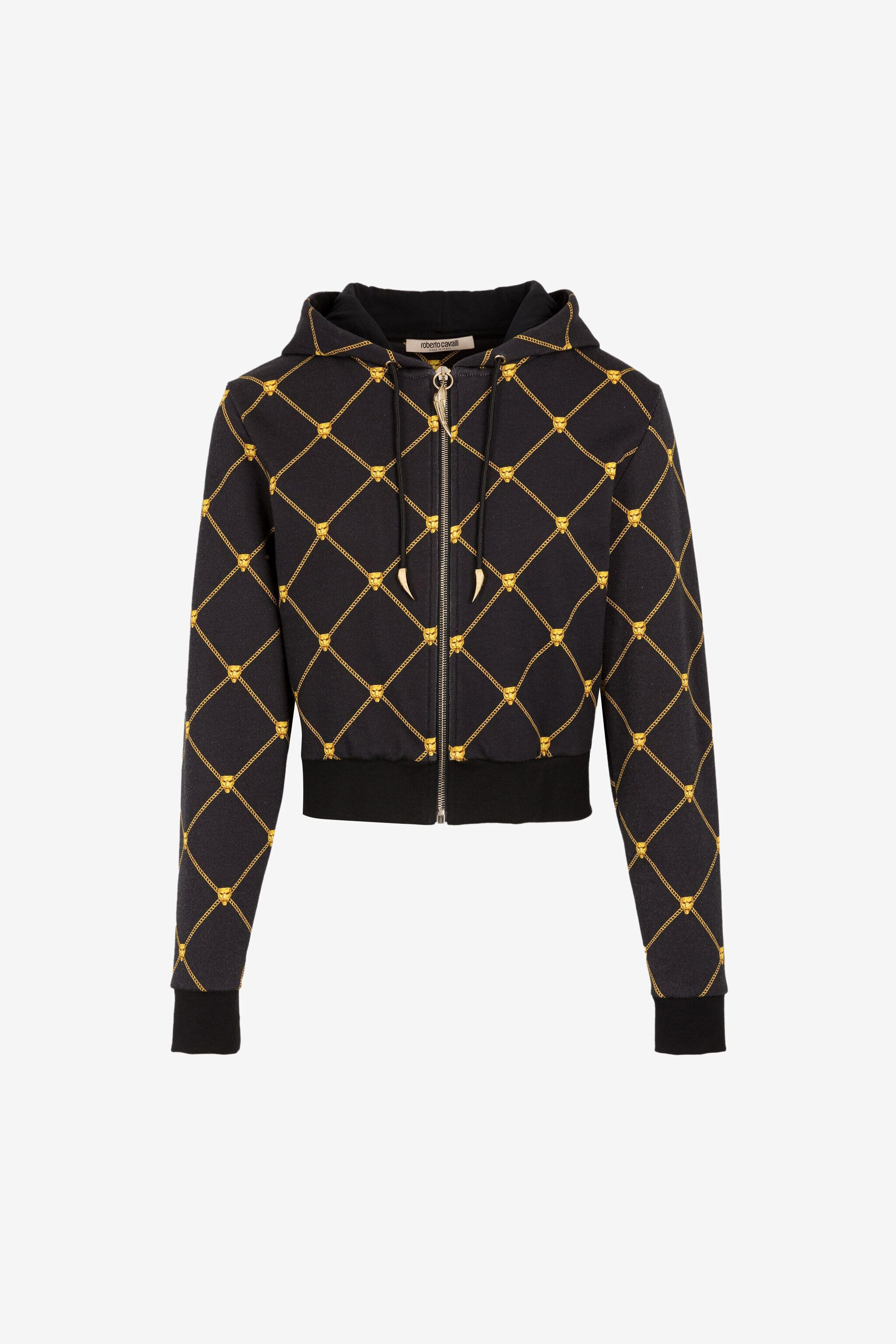 RC Panther Head And Chain-Print Zip Hoodie ORO/NERO/CRY PKT68D-5OE58