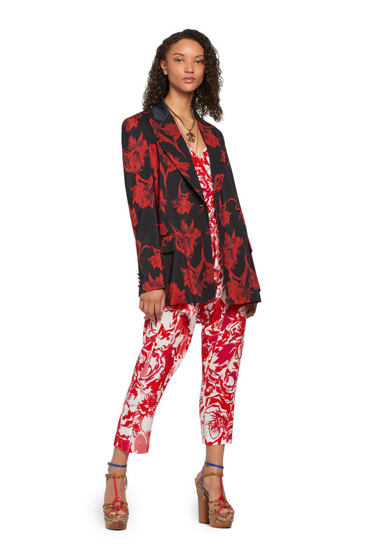 RC Hydrangea print cropped trousers Red IQT205-SQP69