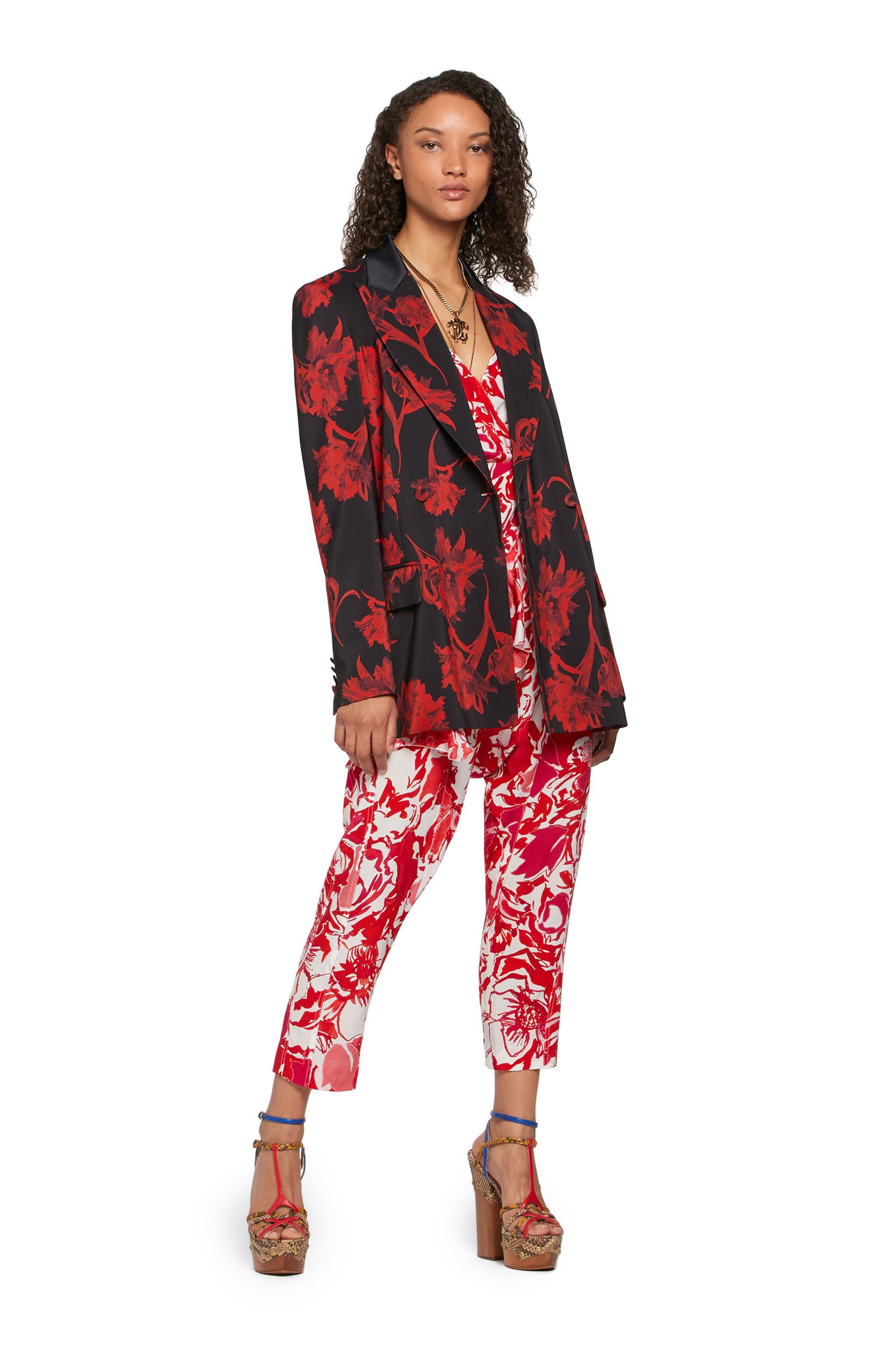 RC Hydrangea print cropped trousers Red IQT205-SQP69