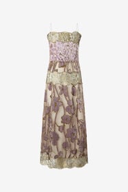 ${brand} Kleid In Nude Und Fliederblau Mit Floralem Motiv ${colorDescription} ${masterID}