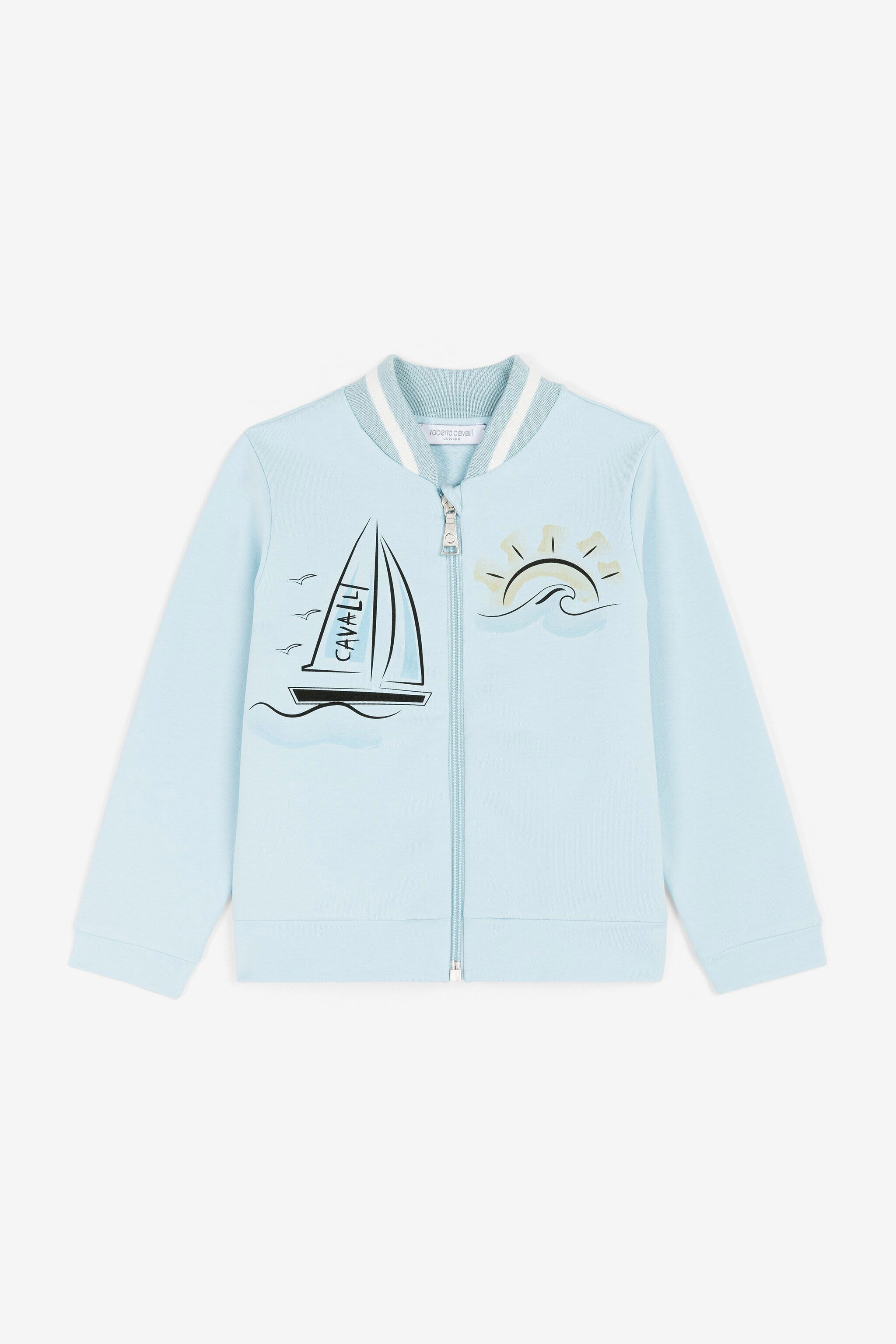 JU Felpa con logo e stampa Seascape BABY BLUE OJT954-ISA2J