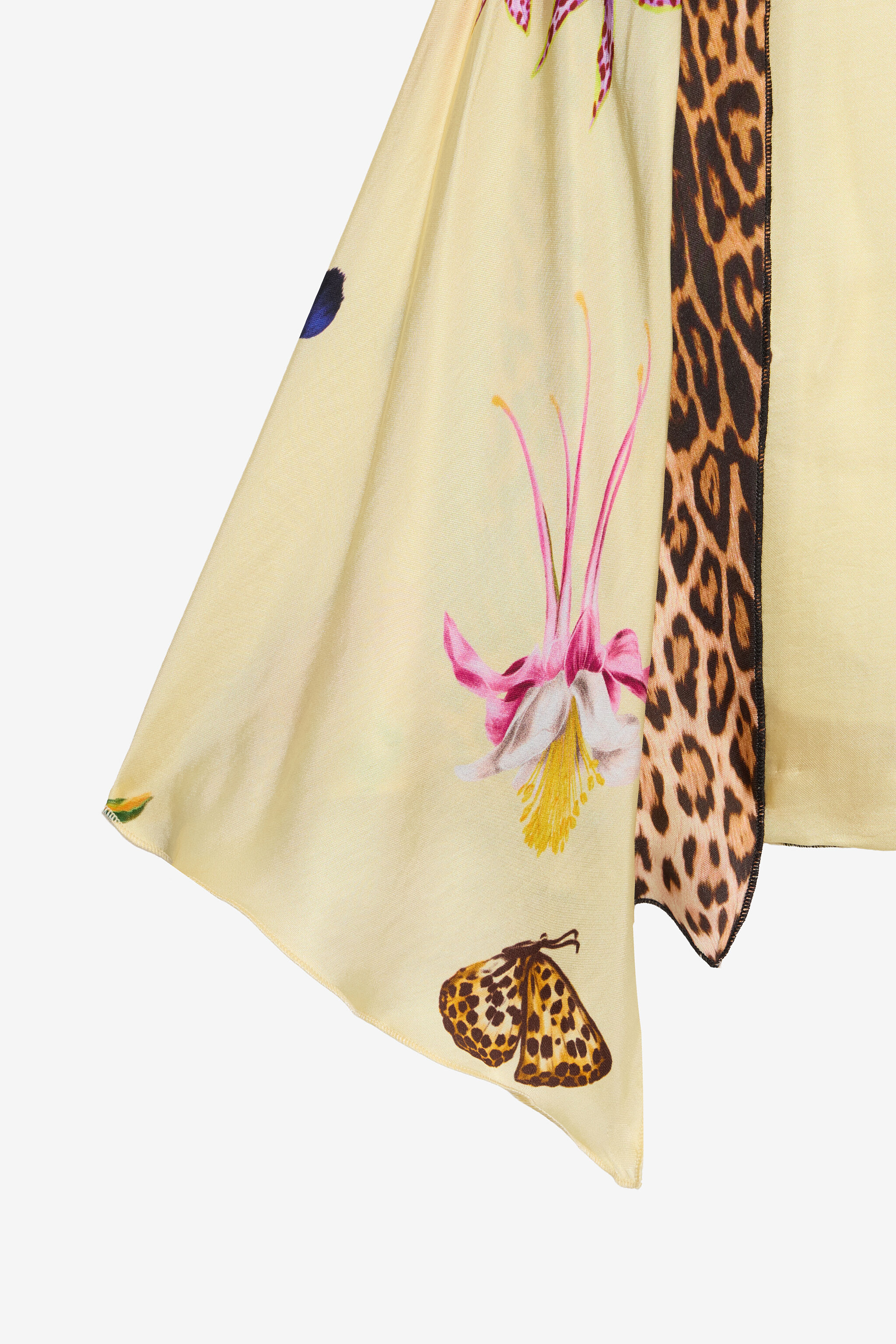 JU Yellow Dress with Tropical and Jaguar Skin Print YELLOW VJT112-6DP32