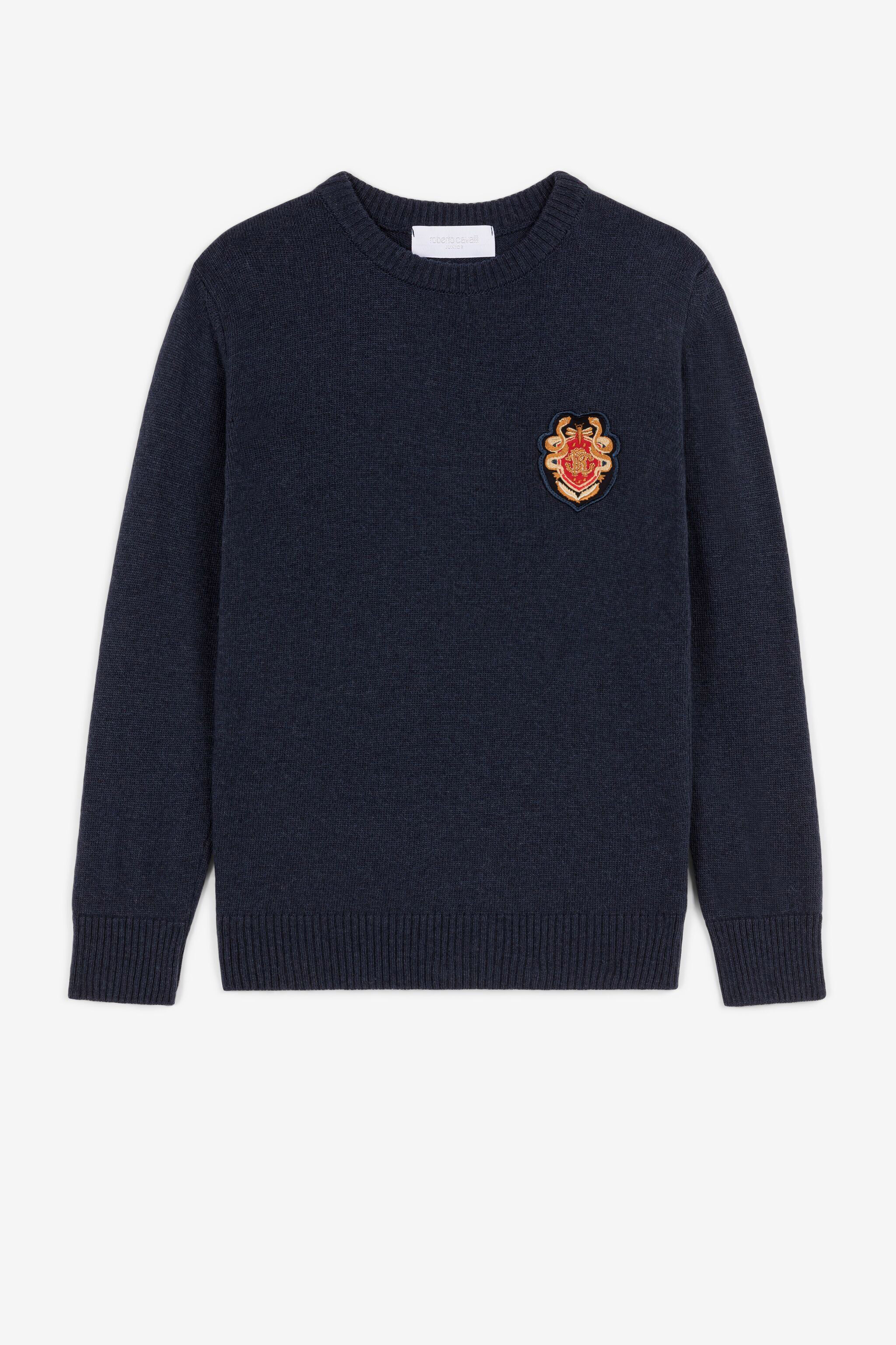 JU RC Monogram Crest-Appliqué Sweater Dark blue PJM001-MQ013