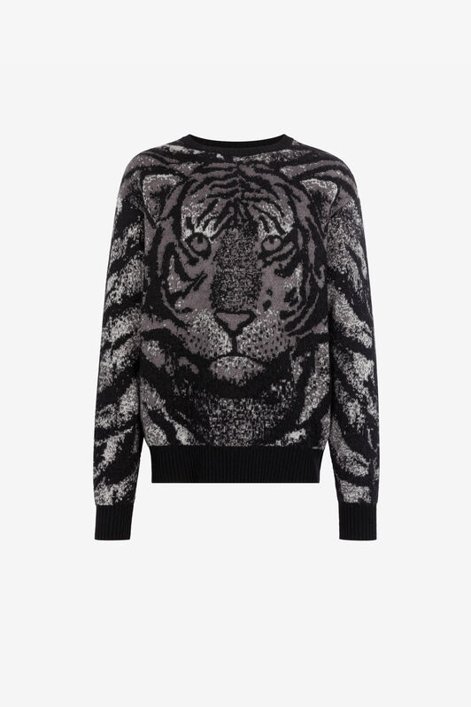 RC Pull à motif tigre en intarsia Gris RRM602-MA006