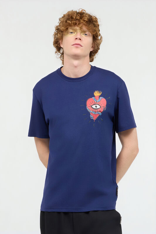 JC Camiseta Con Corazón Y Serpiente Azul oscuro UFT044-UF064