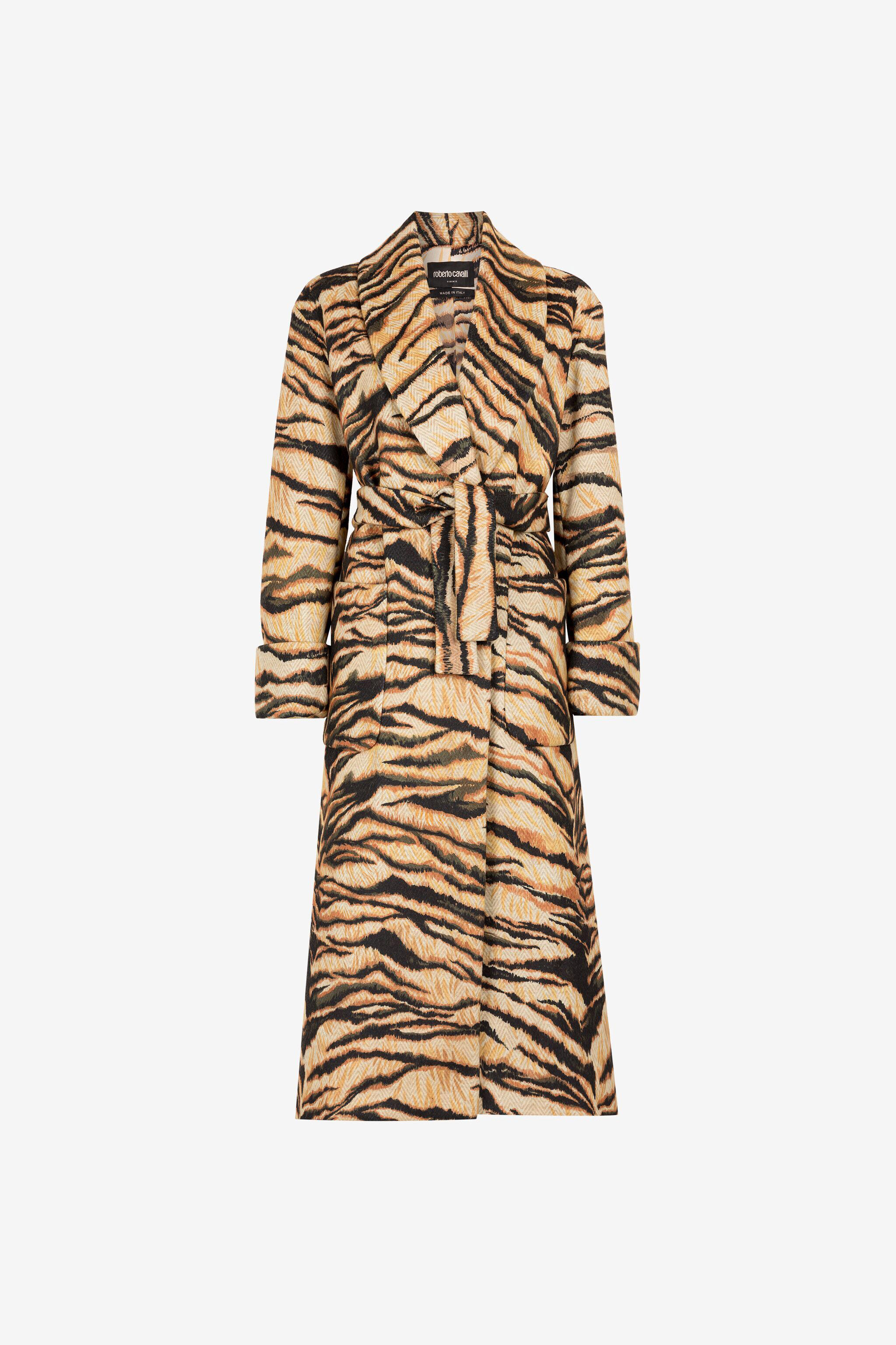 RC Freedom-print belted coat Light Brown RKT507-7QH36