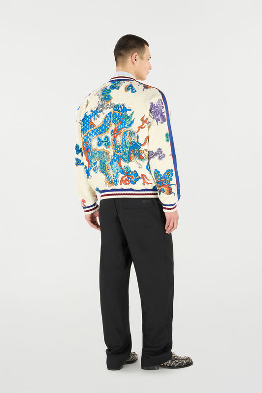 RC Bomber Jacket with Dragon, Flowers and Butterflies IVORY MULTICOLOR VRT465-FY104