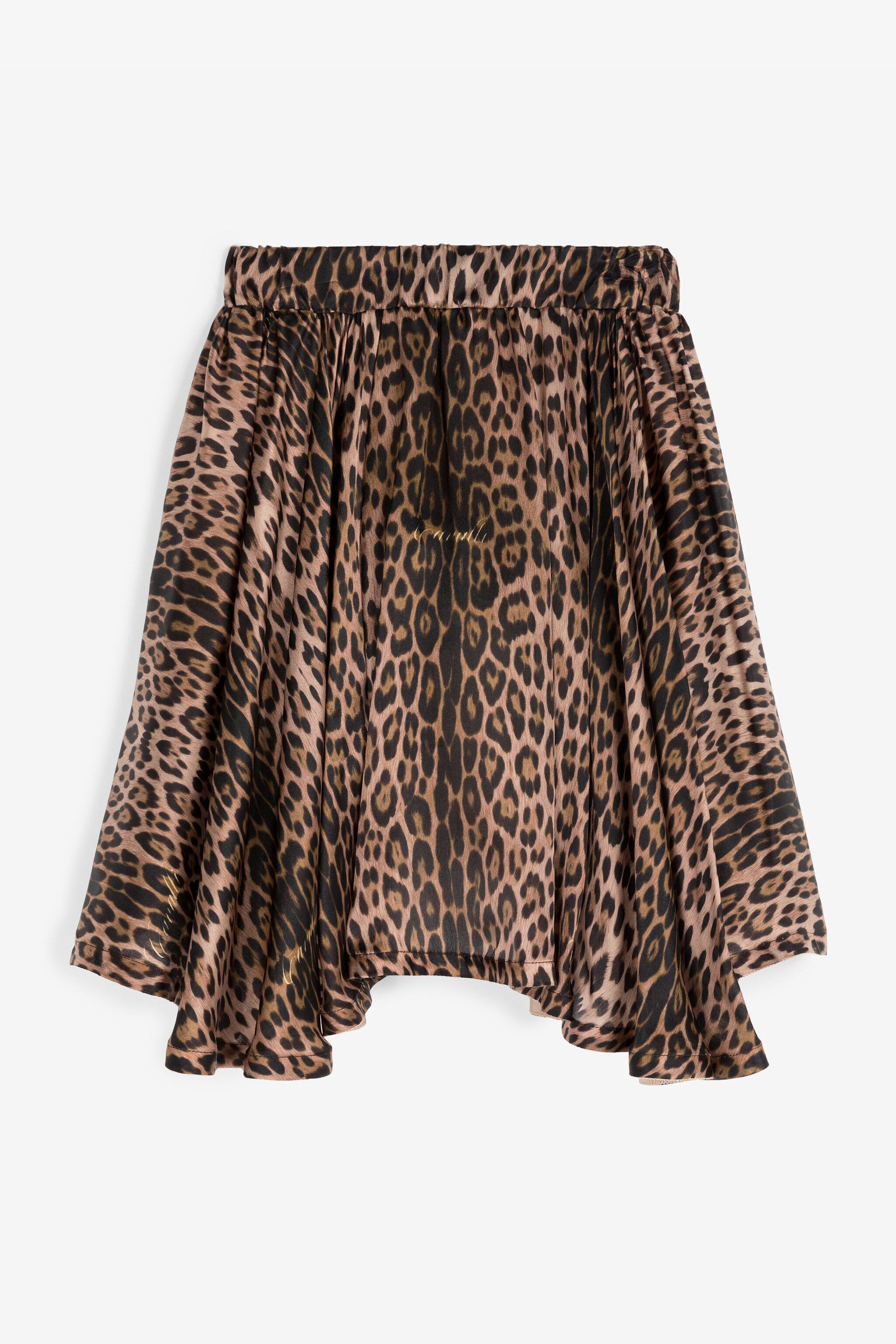 JU Jaguar-Print Silk Skirt Light brown RJT30G-2NF65