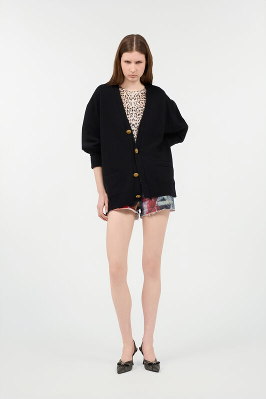 RC Cardigan with Gold Buttons Black TKM906-MQ001