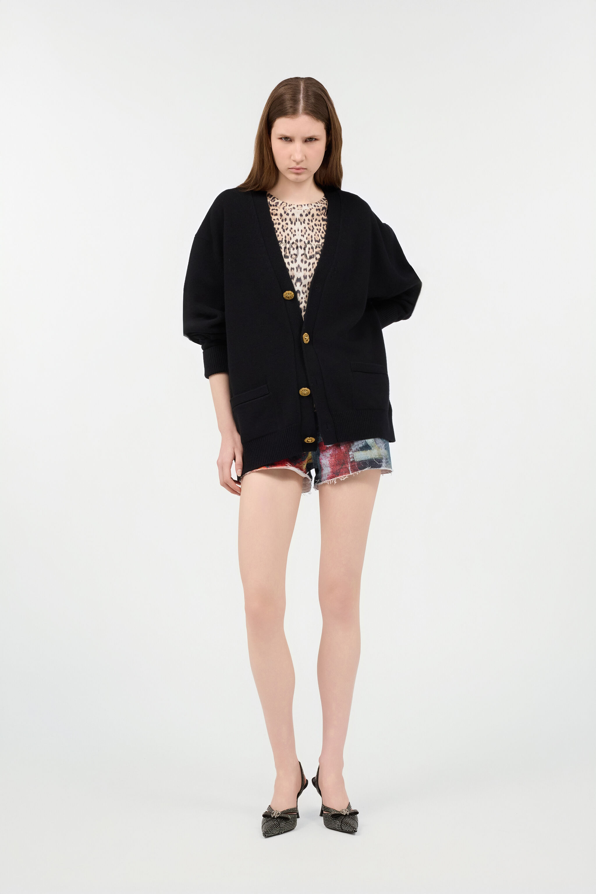 RC Cardigan with Gold Buttons Black TKM906-MQ001