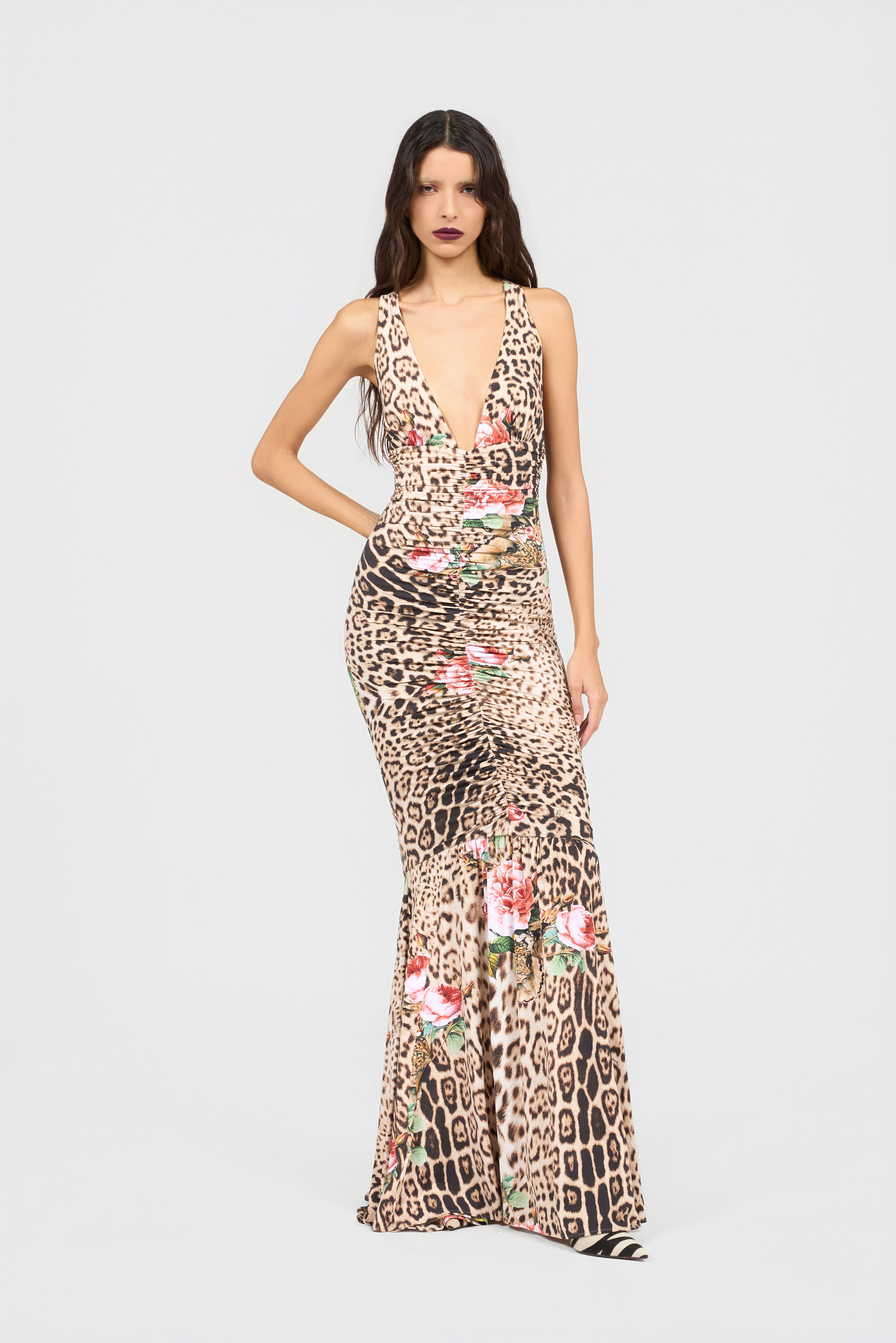 RC Jaguar Roses Print Dress NATURAL XQT124-LNT24