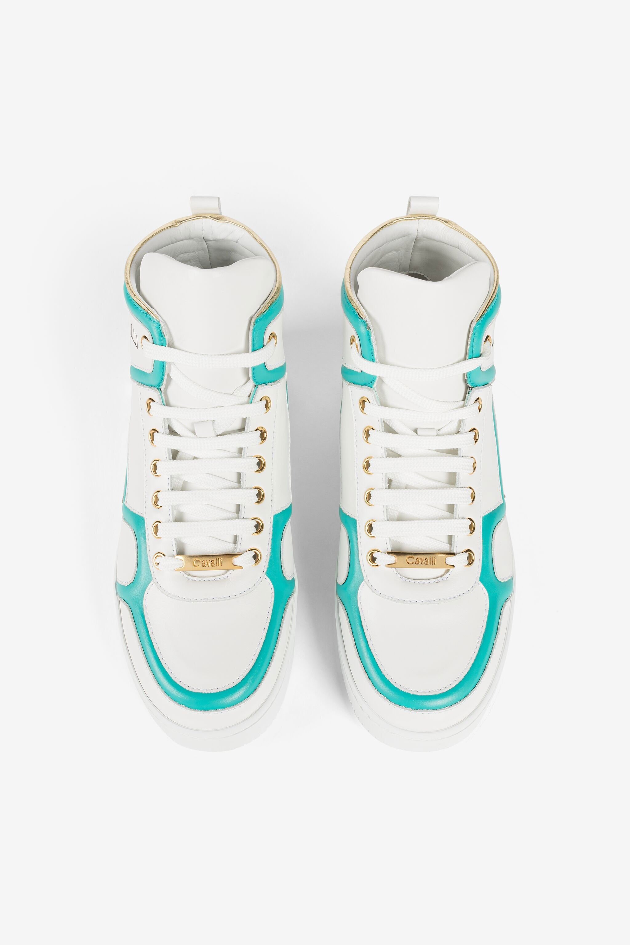 RC Logo-Print Hi-Top Sneakers WHITE/ACQUA/GOLD/ORO OQS222-PZA25