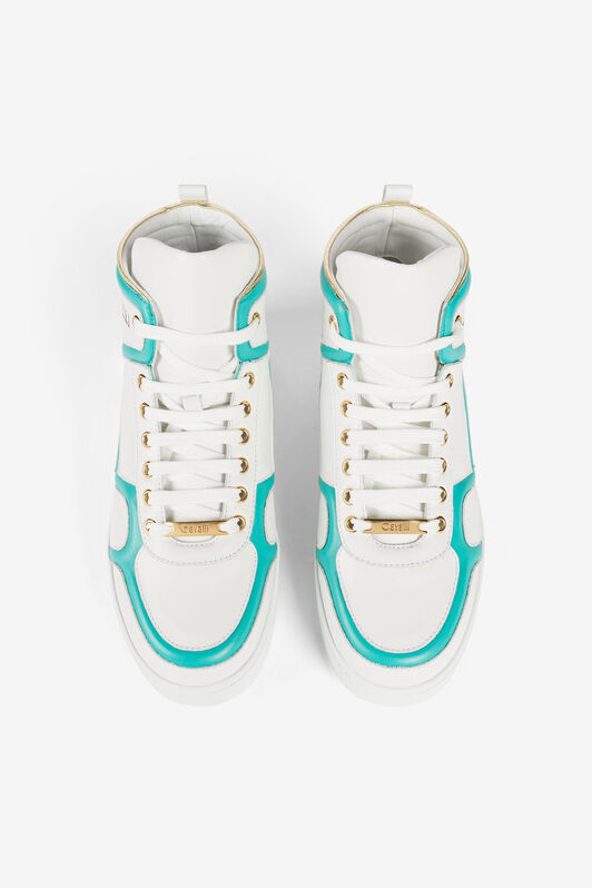RC Logo-Print Hi-Top Sneakers RC Logo-Print Hi-Top Sneakers WHITE/ACQUA/GOLD/ORO OQS222-PZA25