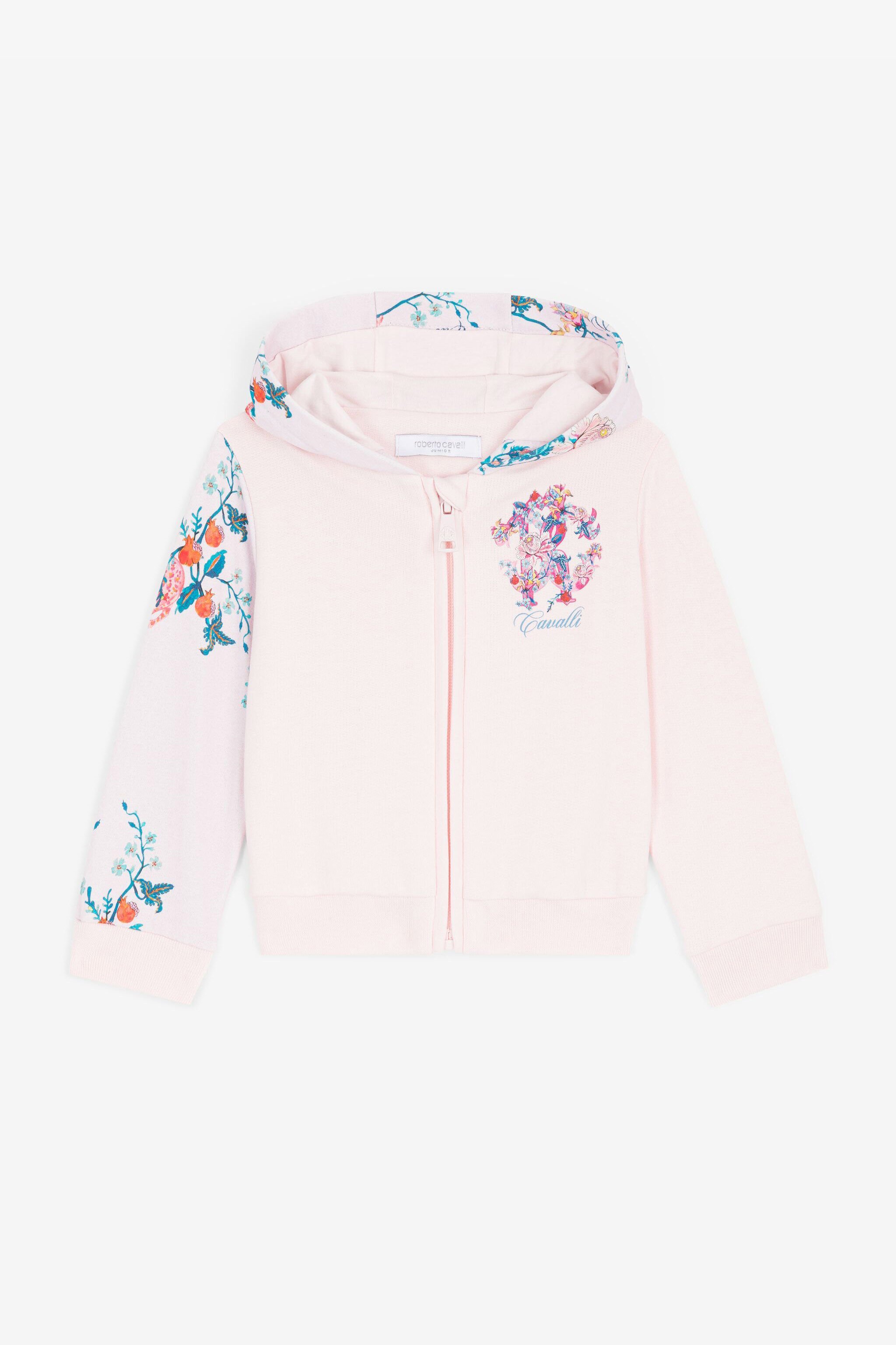 JU Floral And Jaguar-Print Cotton Hoodie Pink RJT904-CF050