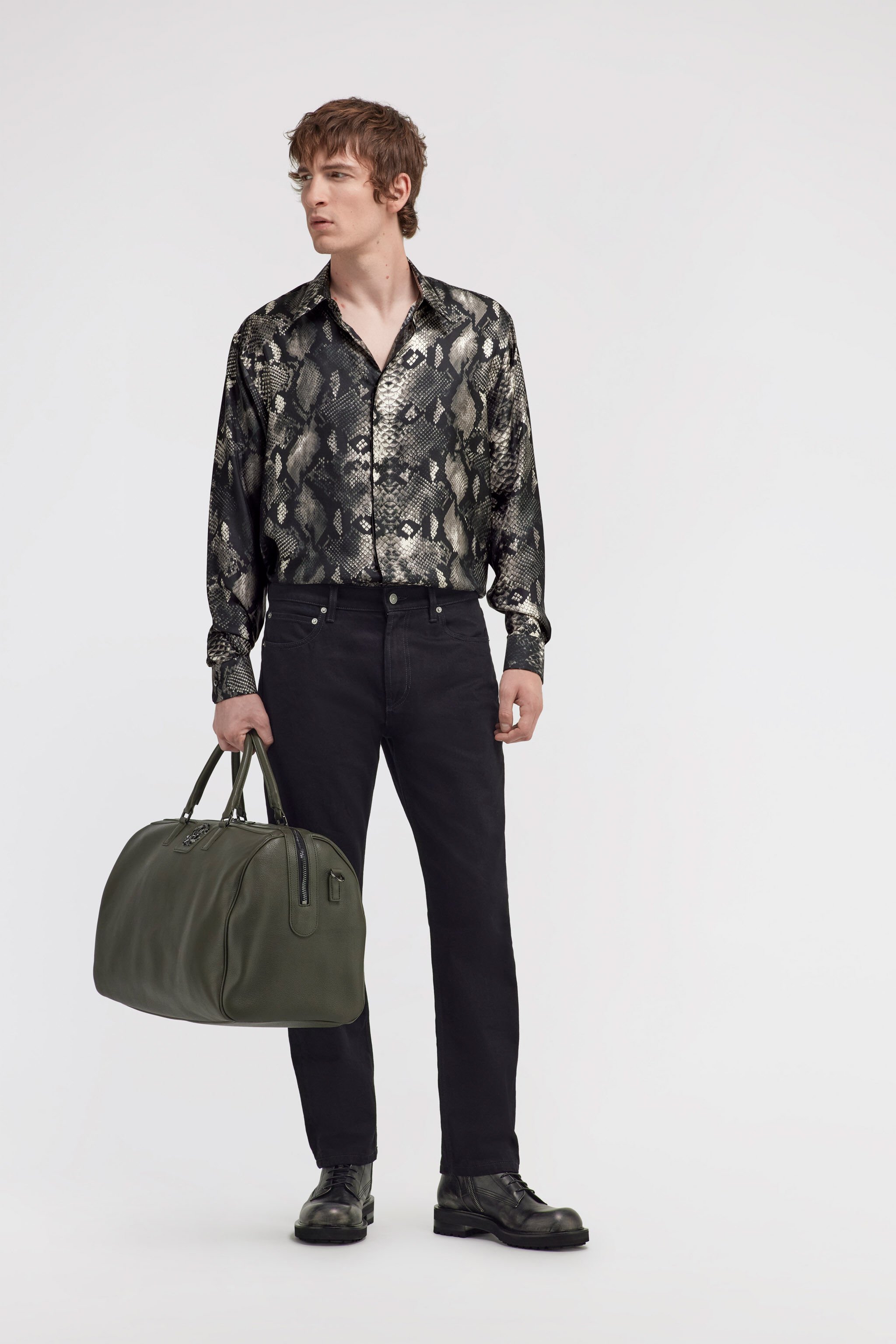 RC Camisa con estampado de Snakeskin Negro/Blanco SRT713-4QE38