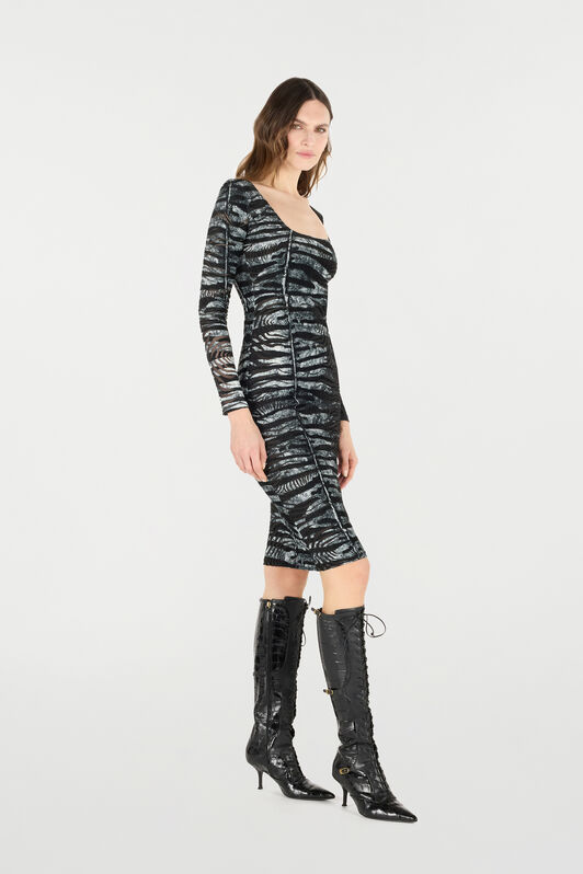 RC Kleid Mit Den Motiven Zebra Und Tiger Skin Schwarz/Weiß UKT148-CPN50