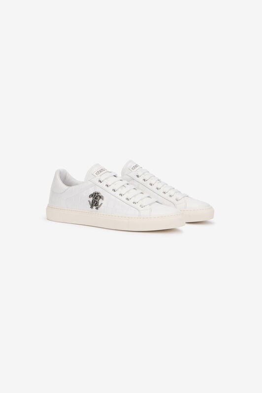 RC White Croc-Effect Sneaker with Monogram RC WHITE QOS00C-PZ577