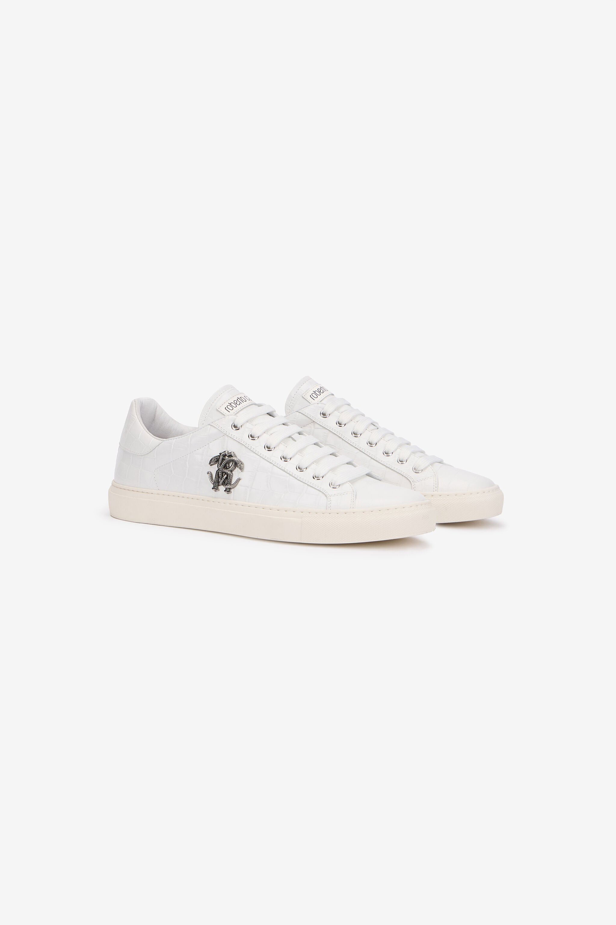 RC White Croc-Effect Sneaker with Monogram RC WHITE QOS00C-PZ577