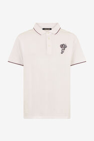 ${brand} White Cotton Polo With Embroidered Snake ${colorDescription} ${masterID}