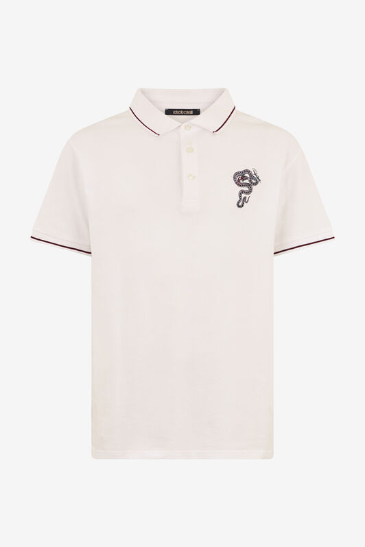 RC White Cotton Polo With Embroidered Snake RC White Cotton Polo With Embroidered Snake WHITE ROT60F-KB003